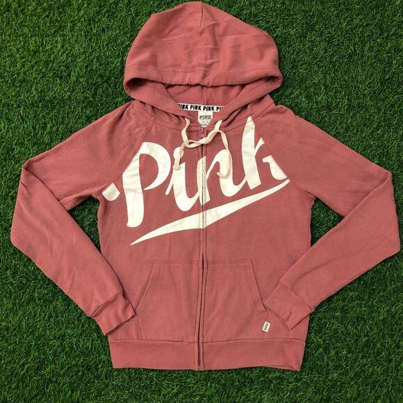 Victoria's Secret Jackets & Blazers - Retro Pink - Victoria’s Secret Full Zip Graphic Logo Jacket